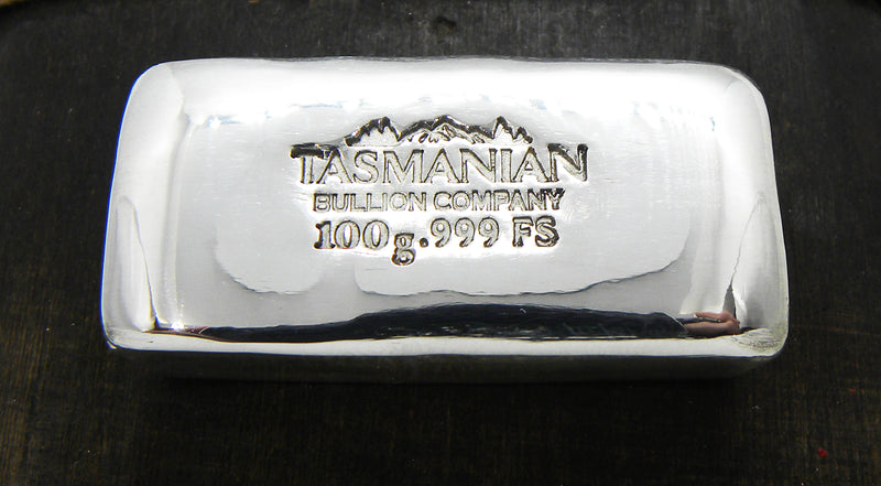 100g Hand Poured Fine Silver Bar .999