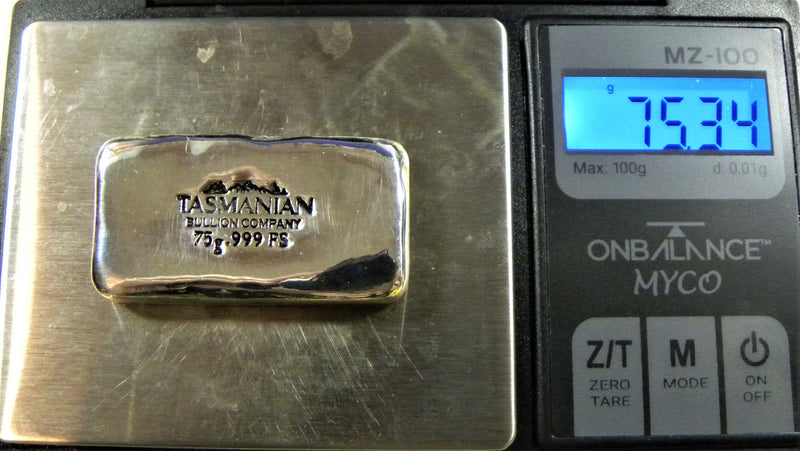 75g Hand Poured Fine Silver Bar .999