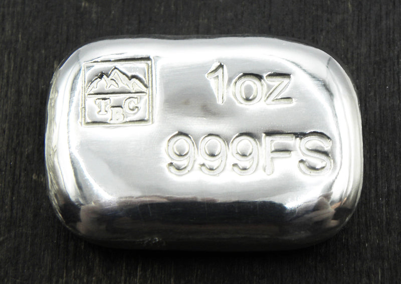 1oz Hand Poured Fine Silver Bar .999