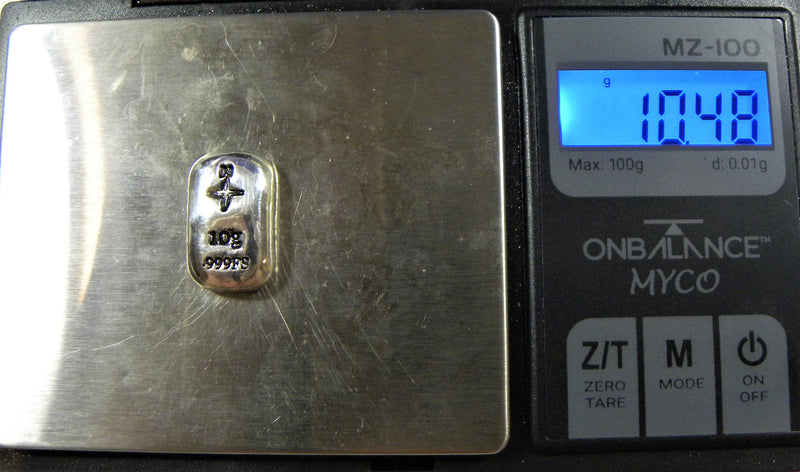 10g Hand Poured Fine Silver Bar .999 - Compass