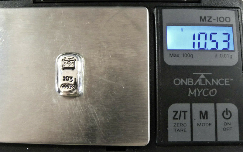 10g Hand Poured Fine Silver Bar .999 - Kombi - VW Bus